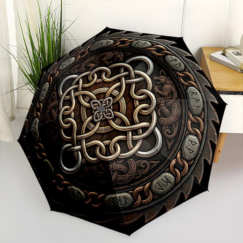 Symbolic Pattern Umbrella, Portable and Foldable Design, 8 Ribs, a Casual Accessory for Halloween, Christmas, and Birthday Gifts.
