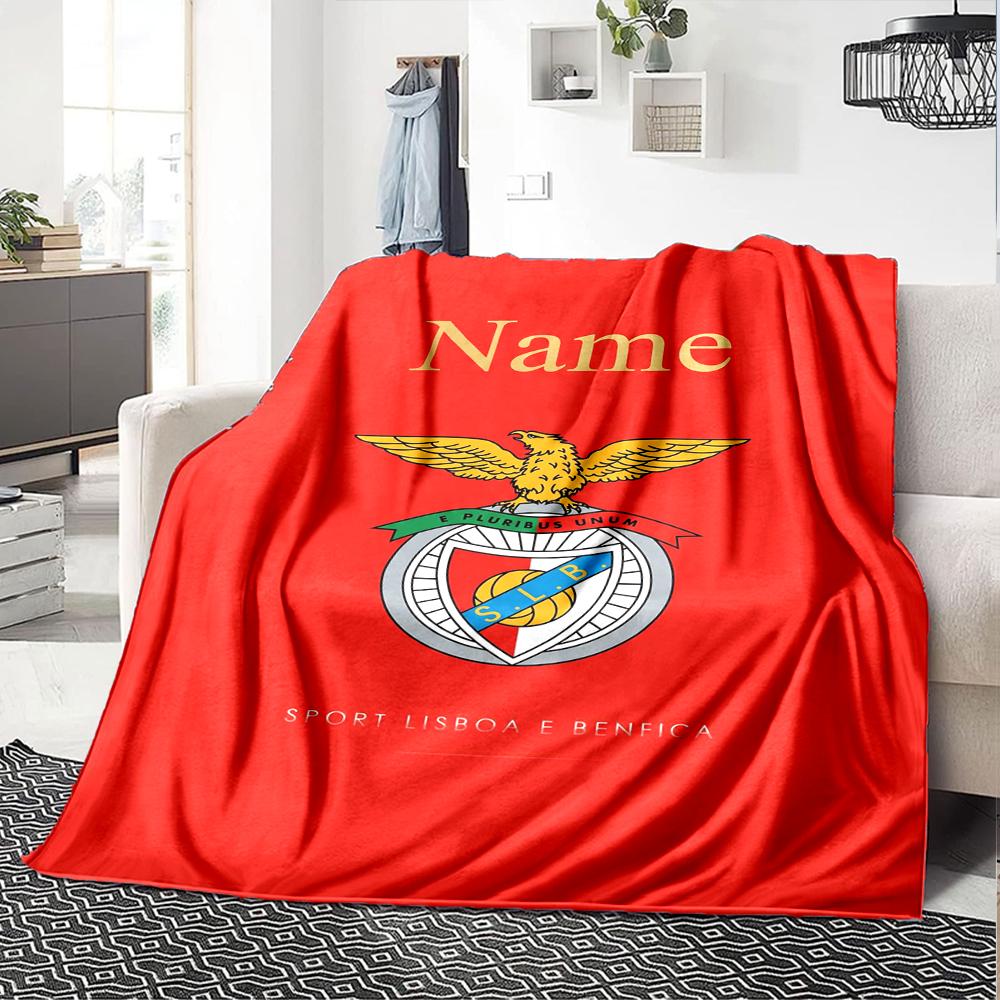 Custom Name Benfica Theme Printed Blanket Perfect For Couch Bed Travel Outdoor Use Machine Washable Cozy Durable