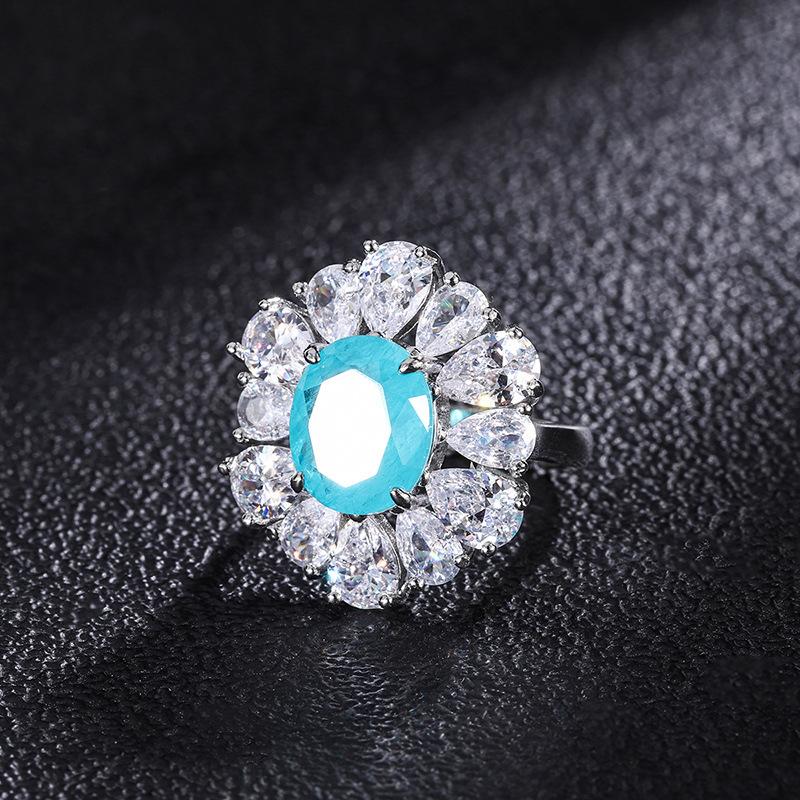 Jewelry Set Simulation Paraiba Pendant 10 * 12 Stud Earrings 6 * 8 Three-Piece Set