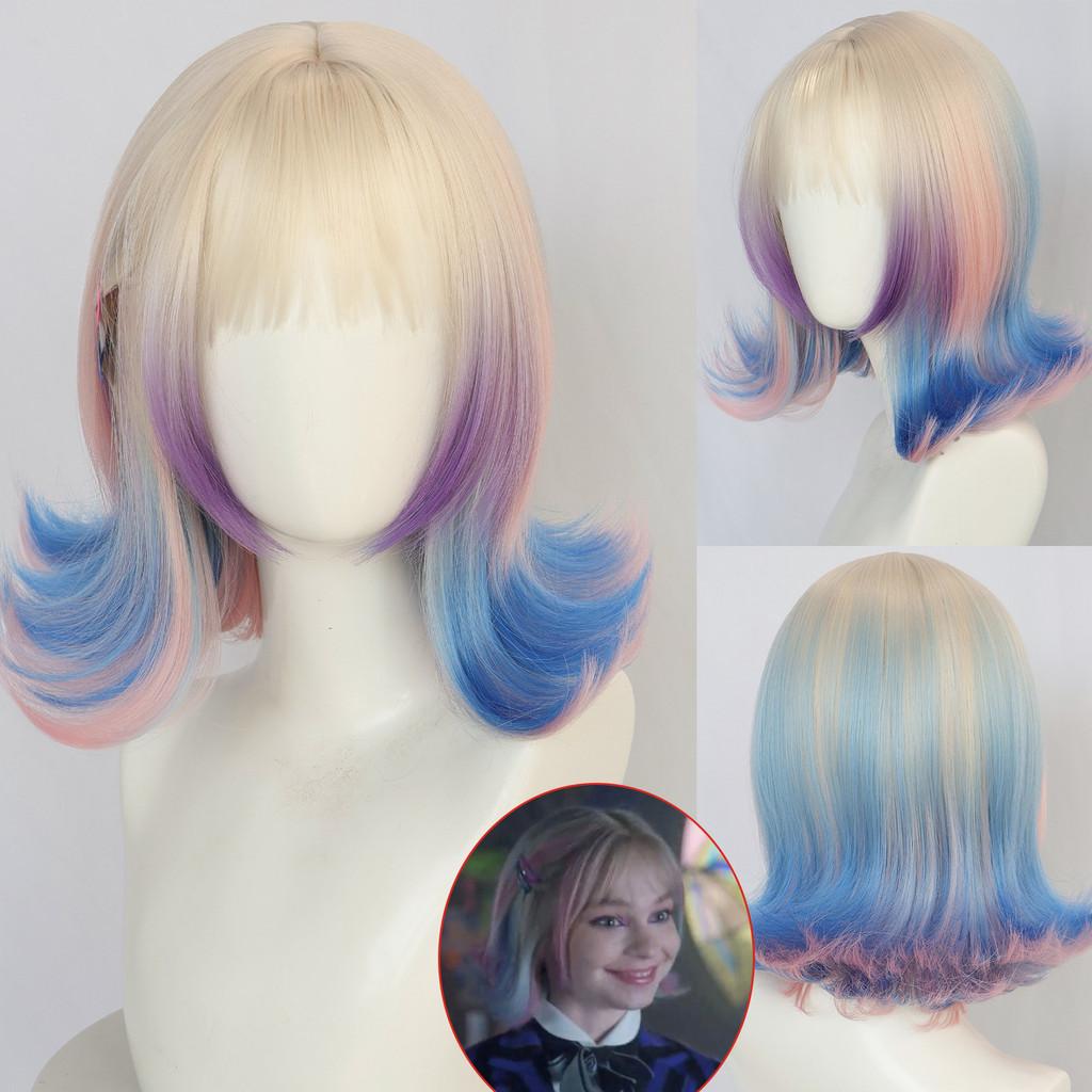 Cosplay Wavy Short Wig With Hightemperature Silk For Addams Costume