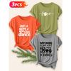 Three-piece set Elegant short-sleeved shirt for women Pet Care and Hobby Themed Printed Round Neck Women's Top T Shirt Suitable for spring