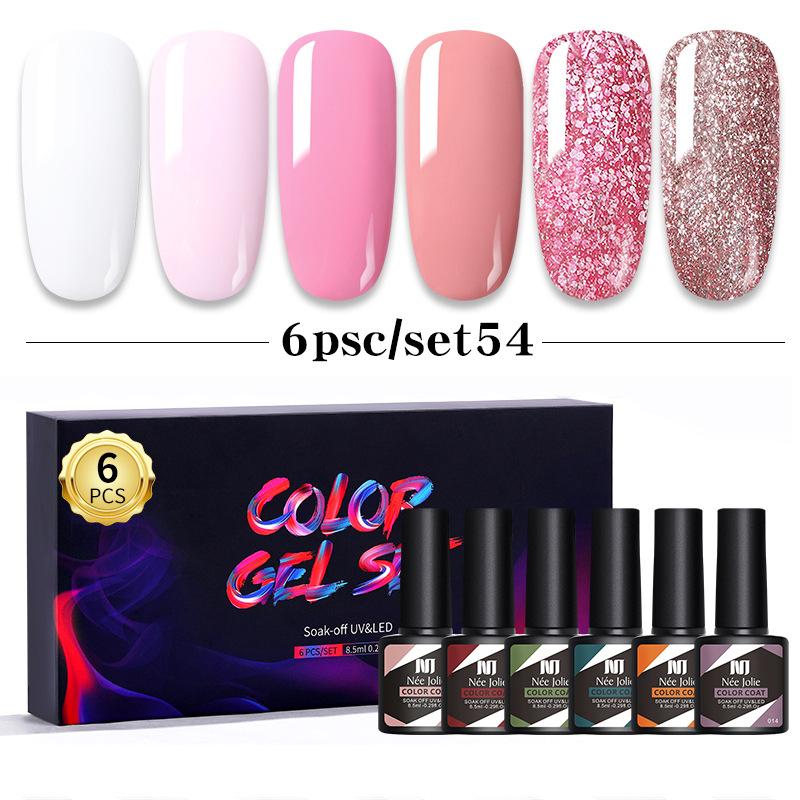 Nail Polish Glue Set 8Ml 6 Bottles Boxed Nail Art Barbie Glue Japanese Nail Color Glue Phototherapy Glue