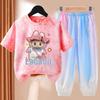 LBB Girls' Quick-drying Sports Set Summer Children's Fashionable Breathable Short-sleeved Ice Silk Set