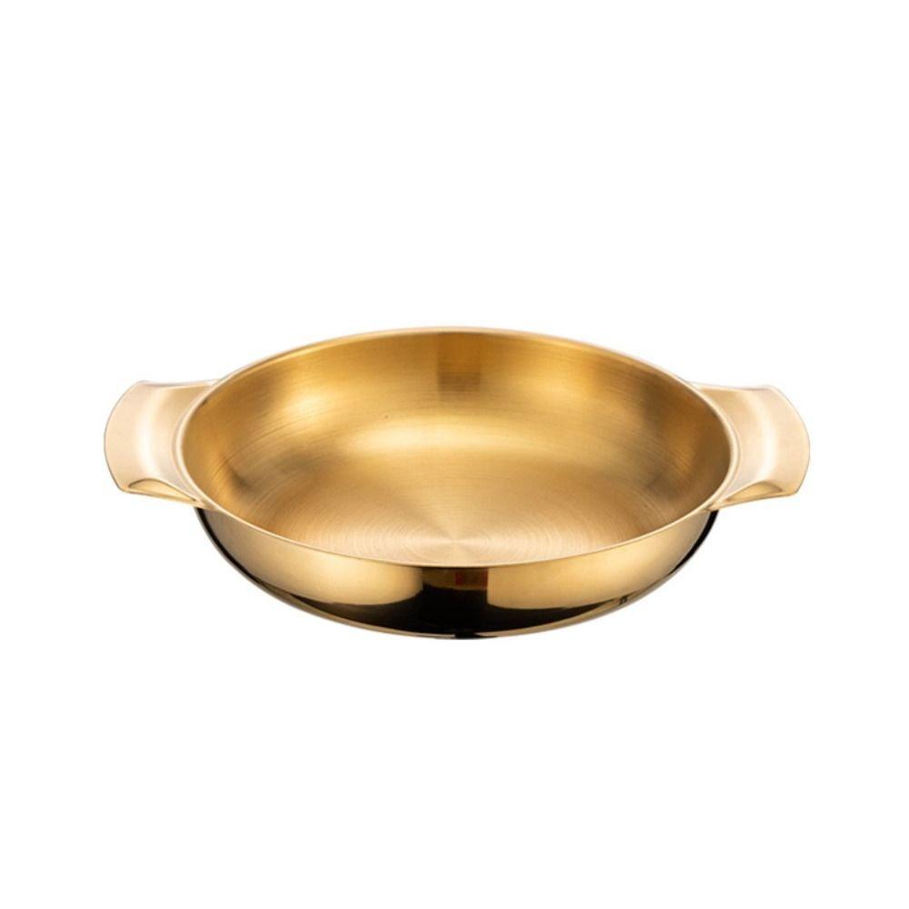 Conjoined Double Handles Cooking Pan Stainless Steel Soup Basin Korean Style Pot  Ramen