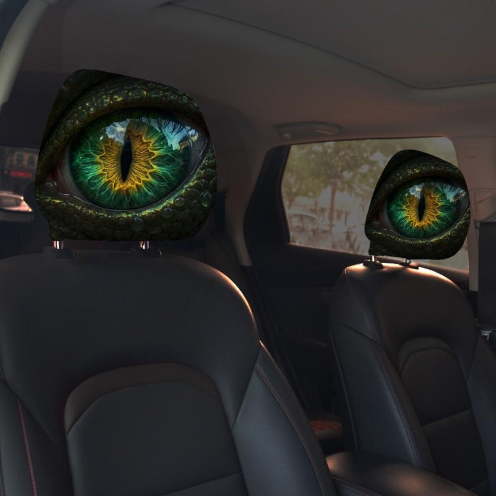 2PCS Simulation Dragon's Eye Car Pillowcase Car Seat Headcover Gift for Car Lover