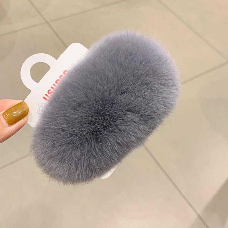 Autumn and Winter Clip Furry Hairpin Korean Super Fairy Plush Hair Accessories Rex Rabbit Fur Super Cute Fur BB Side Clip