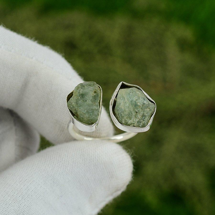 Easter Deal Aquamarine Rough Gemstone Sterling Silver Stackable New Ring Jewelry