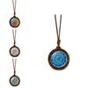 Elegant Glass Pendant Necklace With Geometric Design Vintage Brown Wax Rope Jewelry For Women And Men