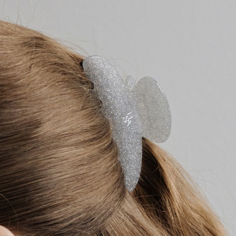 

HAS HTY025 Round glitter hair clip Silver