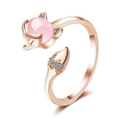 Temperament synthetischer Opal Fuchs offener Ring Schmuck Hochzeit Party Großhandel Geschenk