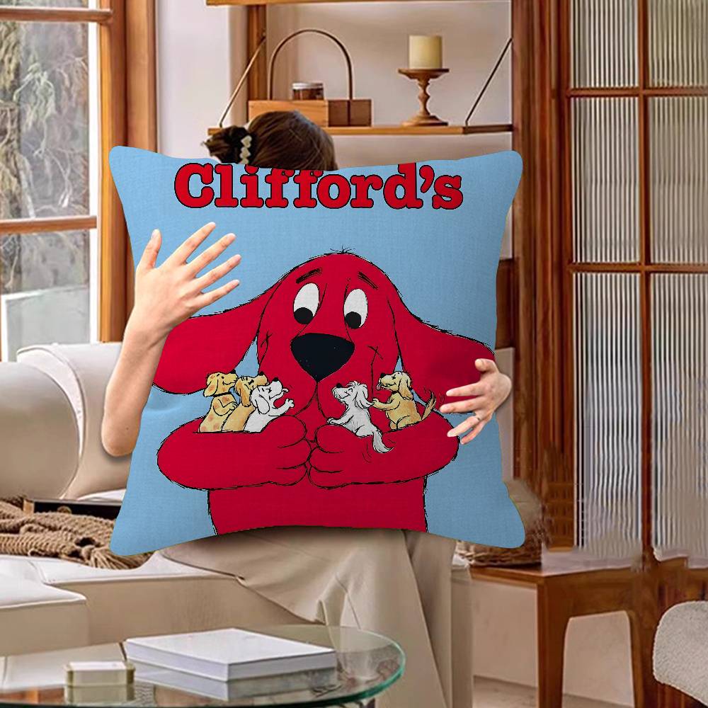 Cartoon Clifford The Big Red Dog Lucky Dragon Pillow Cover Sofa Cushion Cover Home Room Decoration Children Gift