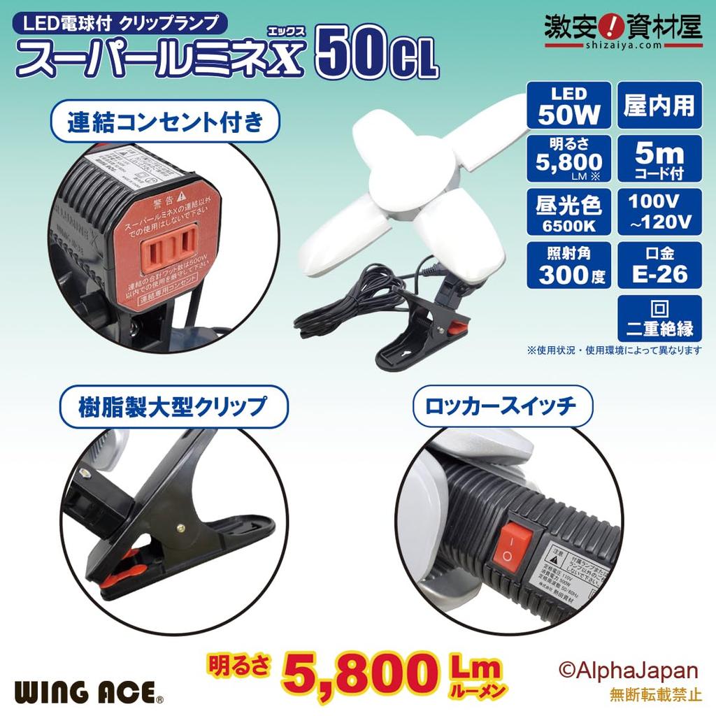 50W LED Indoor Clip Lamp with Bulb, Super Lumine X50CL (SLX-50CL)