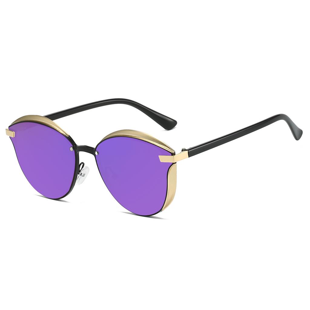 Fashion Ins Brand Design Shades Women's Retro Metal Rim Driving Anti UV Sunglasses Trendy Mirror Irregular Sun Glasses