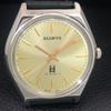 ALLWYN HANDAUFZUG VINTAGE 6300A INDISCHES HERREN GOLDFARBENES ZIFFERBLATT UHR a703966-1
