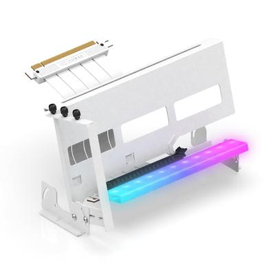 Nuevo soporte de GPU vertical RGB con ajuste vertical para tarjeta gráfica ARGB 5 V, 3 pines, luz LED, sincronización PCIe X16 Gen4 con cable elevador blanco de 90 grados