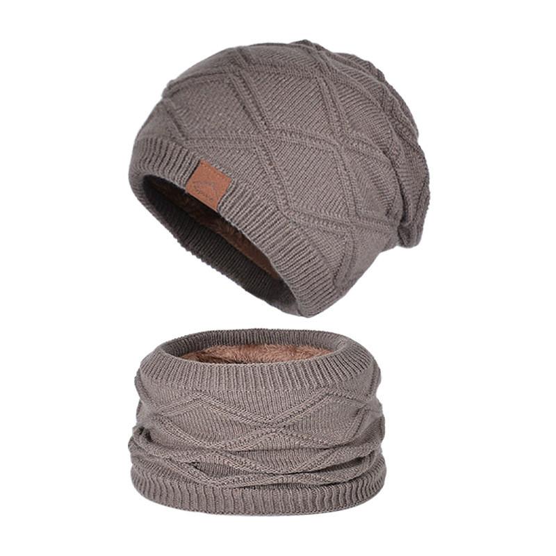 Knitted Winter Hat And Neck Warmer Set With Windproof Insulation For Men And Women