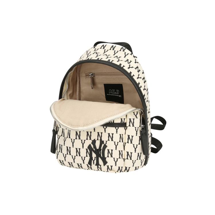 New MLB Monogram Collection Nylon Polyester Shoulder Bag Crossbody Bag Backpack Regular Women's Ivory White/Black 32BG09911