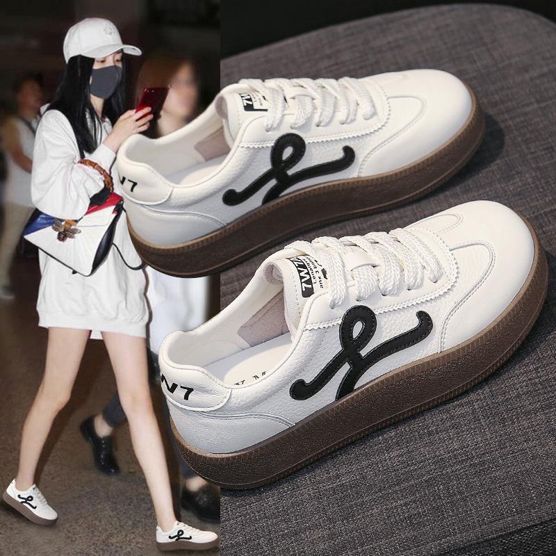 First layer cowhide German training shoes women's versatile thick baseplate shoes 2025 spring and summer new breathable and lightweight casua