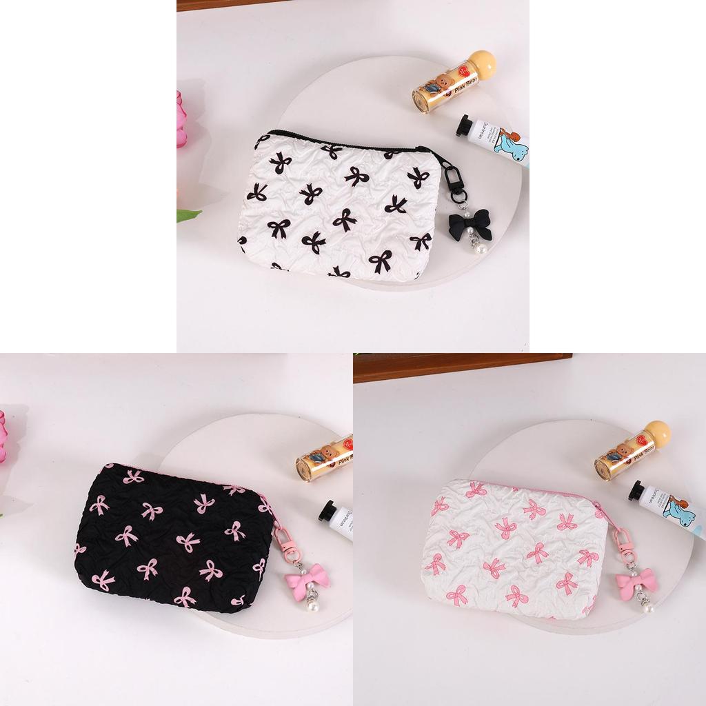 Small Fresh Butterfly Bow Polyester Wallet With Large Capacity Card Organizer And Makeup Bag For Daily Use