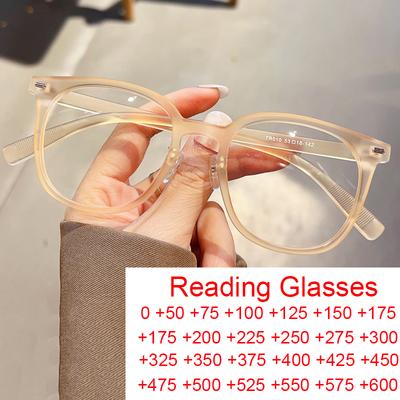 Square Anti Blue Light Reading Glasses TR90 Matte Frame Vintage Optical Prescription Lenses Presbyopia Glasses