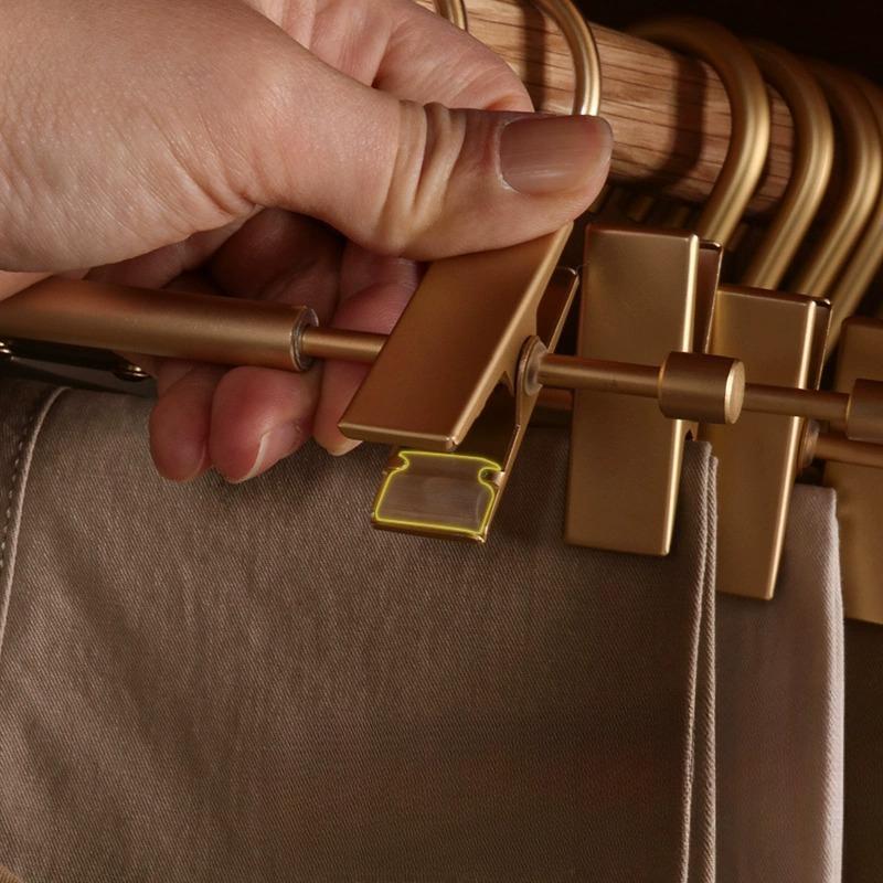 5-10pc Champagne Gold Trouser Hanger,Anti Slip Metal Pants Hanger for Wardrobe Space Saver,Skirts Clothes Organizer Storage Rack