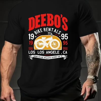 Deebo's Bike Rentals" Retro Print T-Shirt Breathable Cool, Comfortable Wear,Daily Casua