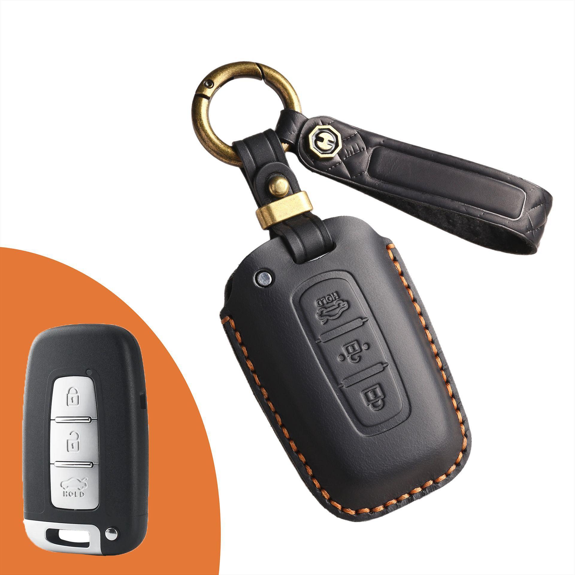 

Retro key cover is suitable for hand-stitched real cowhide key protection clasp for old Kia cars
