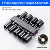 9Pcs Metric Hex Socket Drill Bits Chuck Adapter Power Nut Driver Set Electronic Hex Key Socket Kit With 1/4 Inch Hex Shank