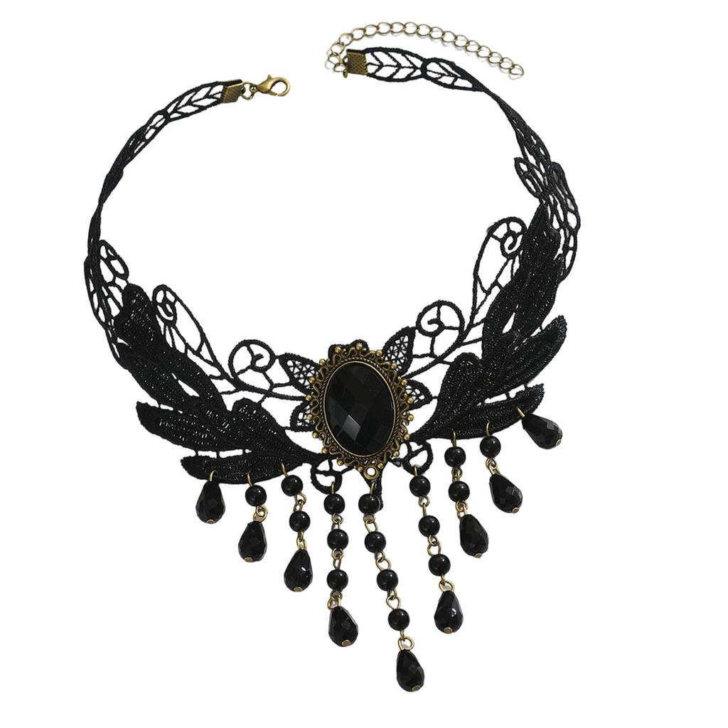 Dark Romance Gothic Lace Necklace Adornment Sturdy Chokers Neckchain Adornment for Fashion Enthusiasts