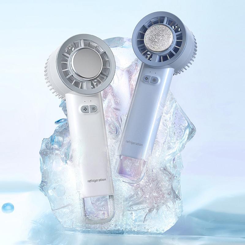 Top-Selling Portable Rechargeable Ice Pack Handheld Fan with Display Screen for Outdoor Summer Travel Cooling