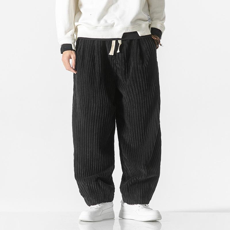 Mens Corduroy Loose Straight Chinese Style Big Size Casual Harem Long Pants
