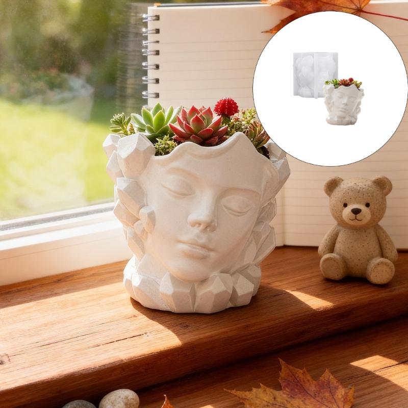 Face Sculpture Flowerpot Silicone Mold Silicone Candle Cup Mould For Epoxy Resin Candle Cup Soap Chocolate Baking Tool