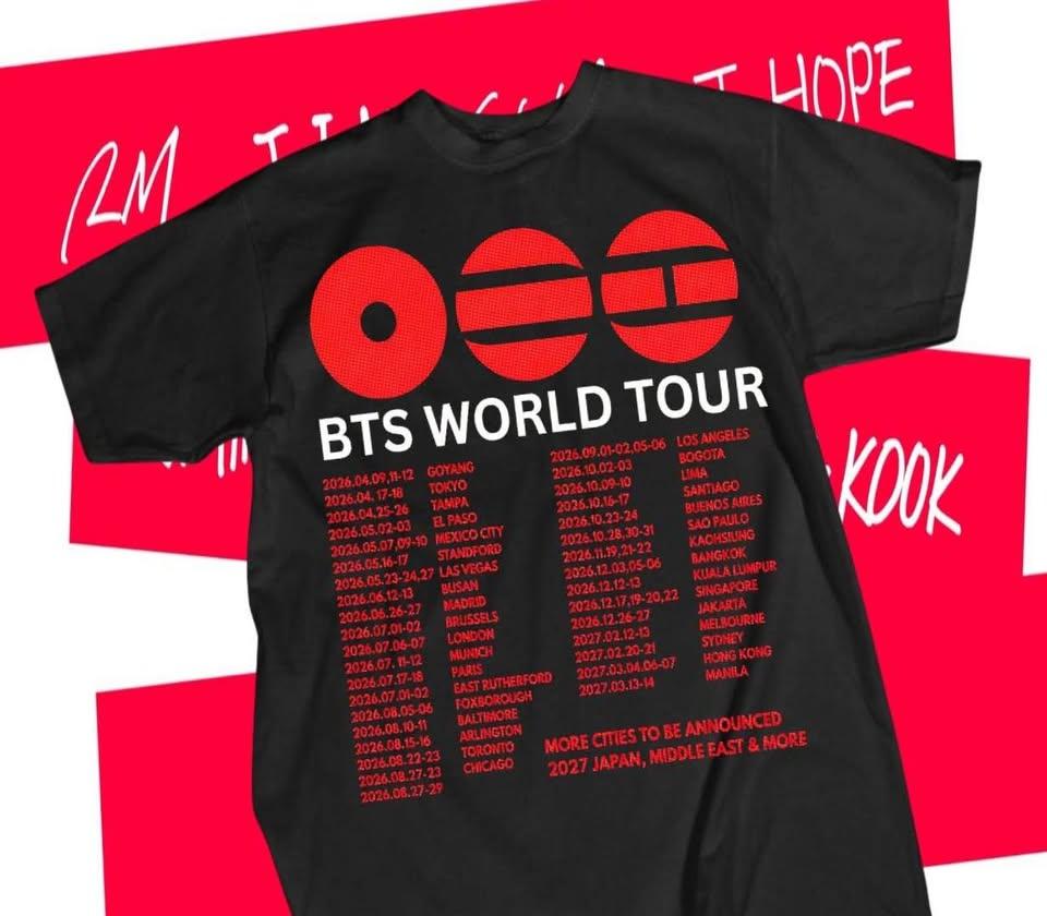 BTS We Are Bulletproof Tour 2026 T-Shirt RM Jin Suga Jhope Jimin Jungkook Shirt Women Men Unisex Oversized Y2k Short Sleeve Cotton Tee