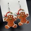 Retro Christmas Reindeer Wood Earrings - Long Festive Design