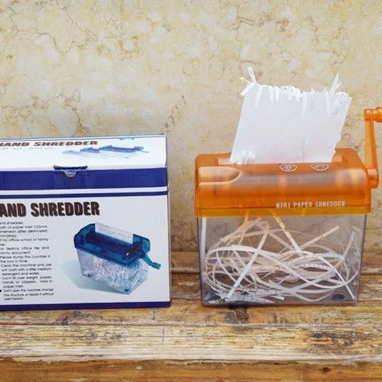 Compact Hand-Crank A6 Strip-Cut Silent Paper Shredder for Office and Home Use