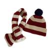 Classic Striped Winter Hat Set 2-in-1 Set Matching Scarf Set Soft 2-in-1 Headwear  For Baby