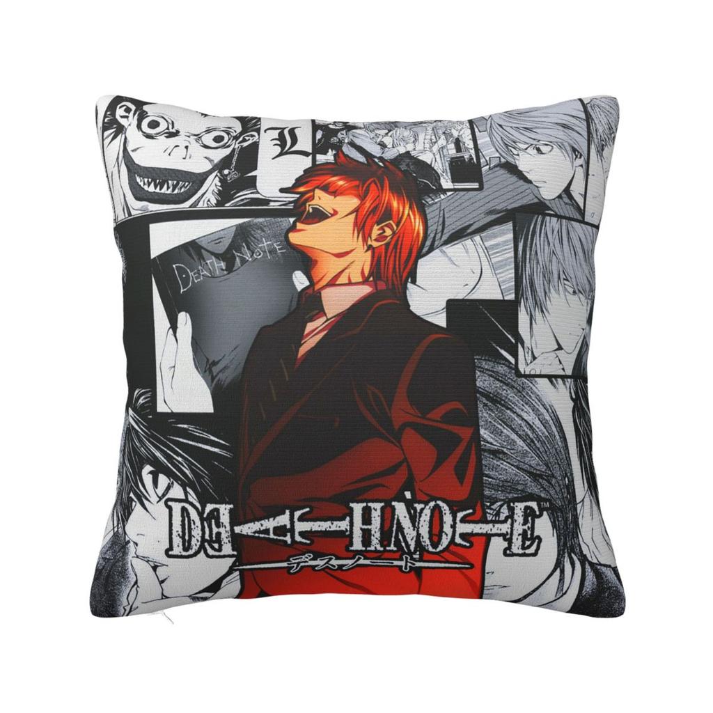 Death Note Manga Square Pillow Cases Anime Light Yagami Cushion Covers Zippered Decorative Pillowcase for Living Room 45x45cm