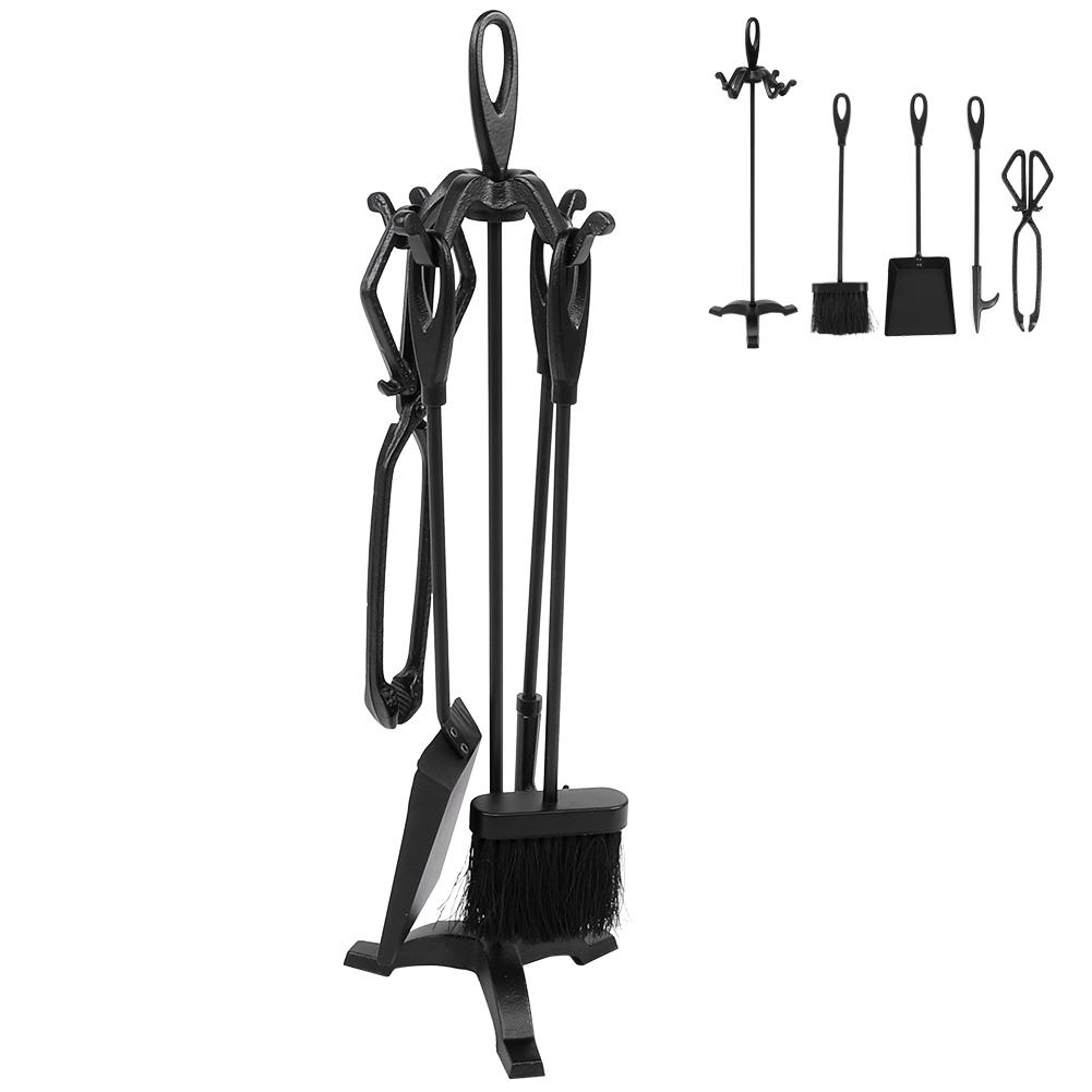Haushalt Europäischer Stil Eisen Kaminwerkzeug Set Basis Bürste Schaufel Zange Zubehör Kit