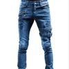 Men's Spring and Autumn Fashion Casual High Waist Skinny Denim Pants Motorcycle Street Wear