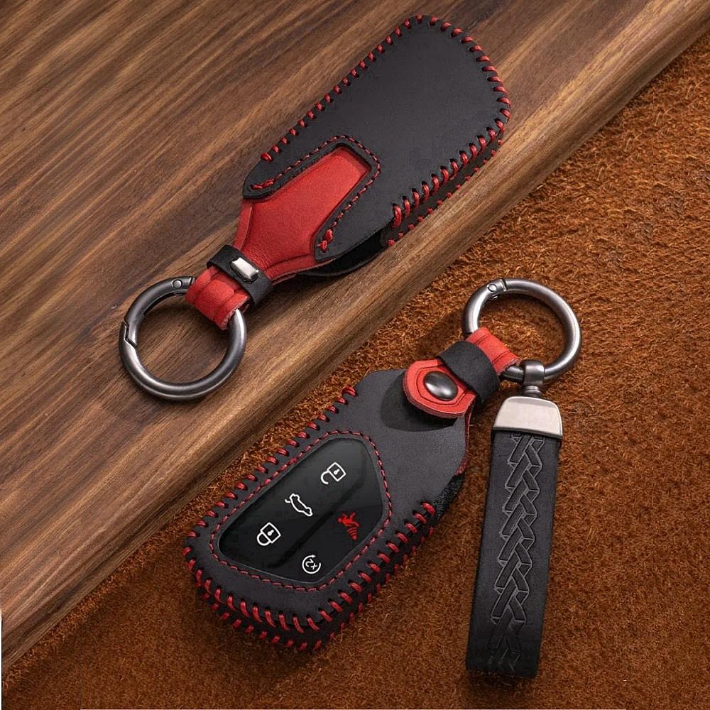 Autoschlüsselanhänger Hülle Leder Schlüsselabdeckung Smart Remote Protector für Volkswagen VW ID.4 ID.3 MK8 Golf GTI Seat Leon MK4