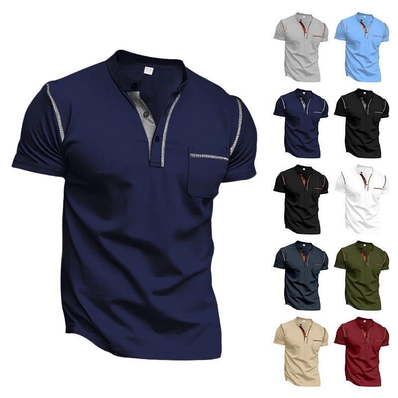 Men's Short-sleeved T-shirt Summer Youth Sports and Leisure Quick-drying Stand-up Collar Pearl Cotton Polo Shirt