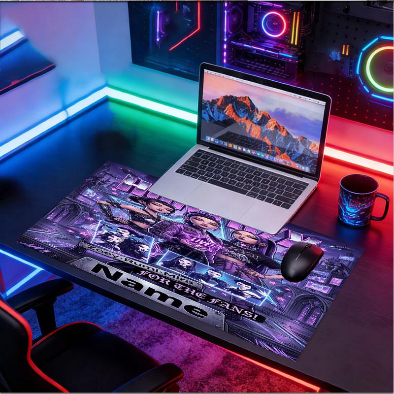 Custom Name Personalized Kpop Demon Hunter Pattern Mousepad, Laptop PC Desk Mat, Decorative Desk Mat for Home Keyboard Pad Gift