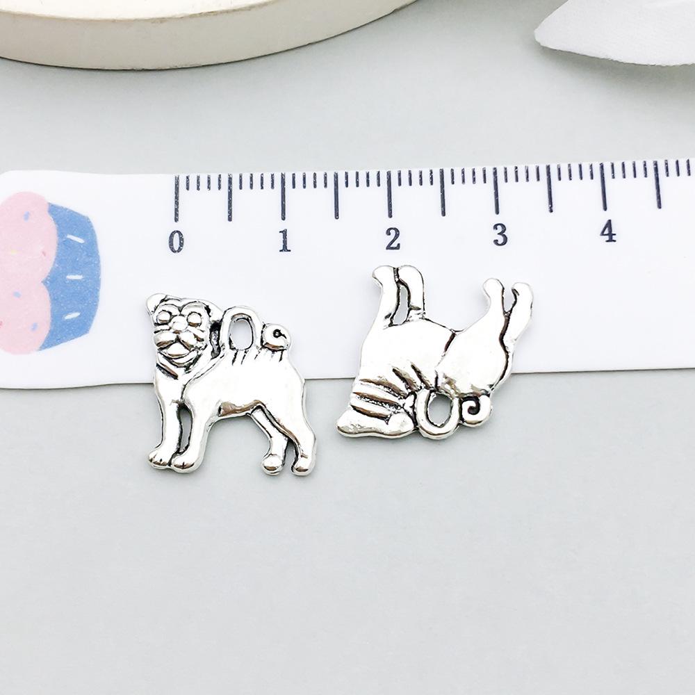 Set di 100 Ciondoli Gatto Farfalla Luna Argento Antico per Braccialetti e Collane Fai da Te