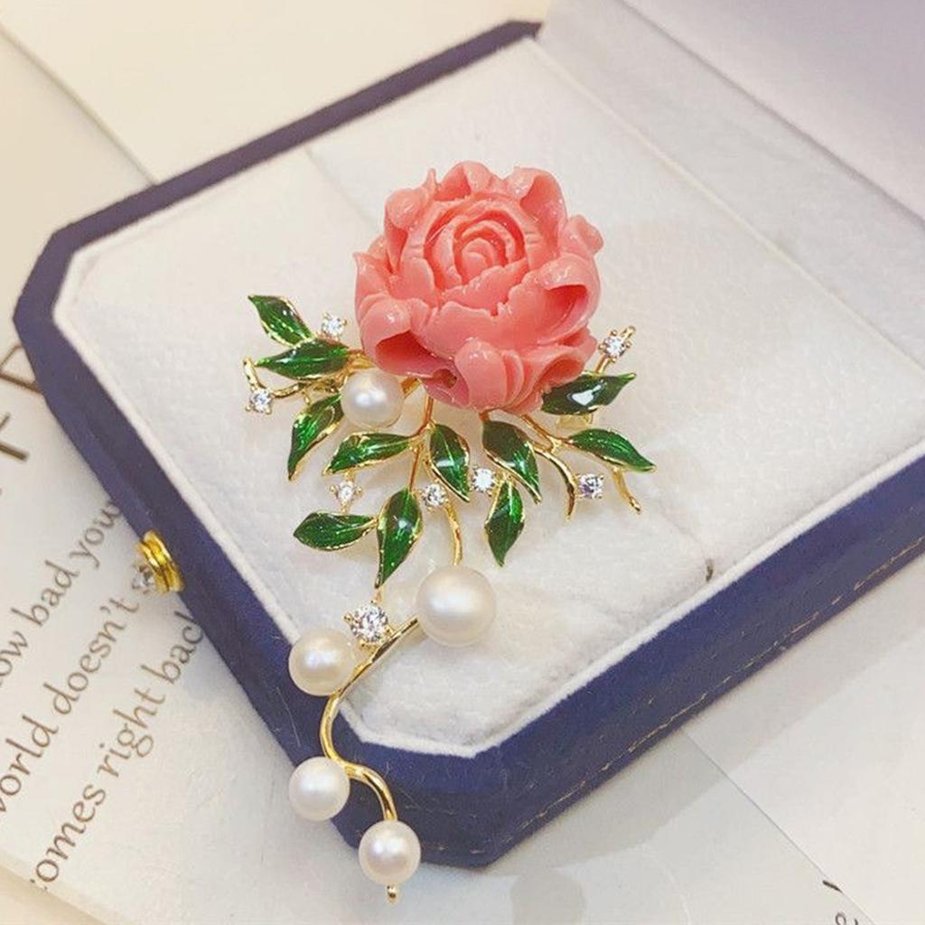 Fashionable Alloy Flower Brooch Elegant Pearls Flower Pin Accessory Unique Brooch Collar Pin Jewelry Ornament