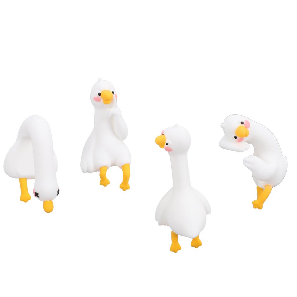 4pcs Small Figurines Funny Cute 3D Resin Goose Statues Computer Decor for Desktop Car Dashboard