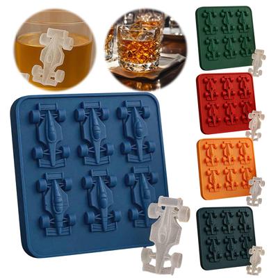 Formel-3D-Rennwagen-Silikonform mit 6 Mulden, DIY-Backwerkzeug, Auto-Silikonform-Eiswürfel für Schokoladenkuchen, Desserts und Gelee