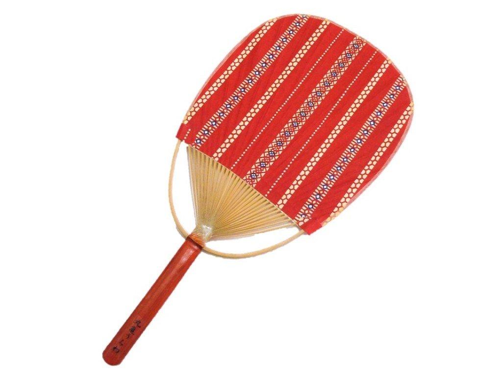 

Маругаме Учива Вертикальные полосы Бамбуковый Учива Сделано из киотской бумаги васи Сделано в Японии (Японский узор) (красный)