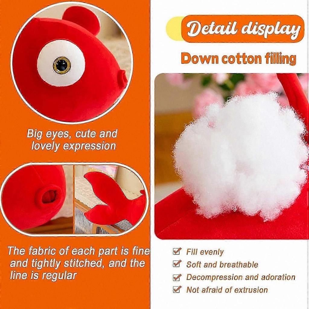 Soft Plush Goldfish Pillow Toy, 13.8" Cute Fish Stuffed Animal, Red Gift for Kids