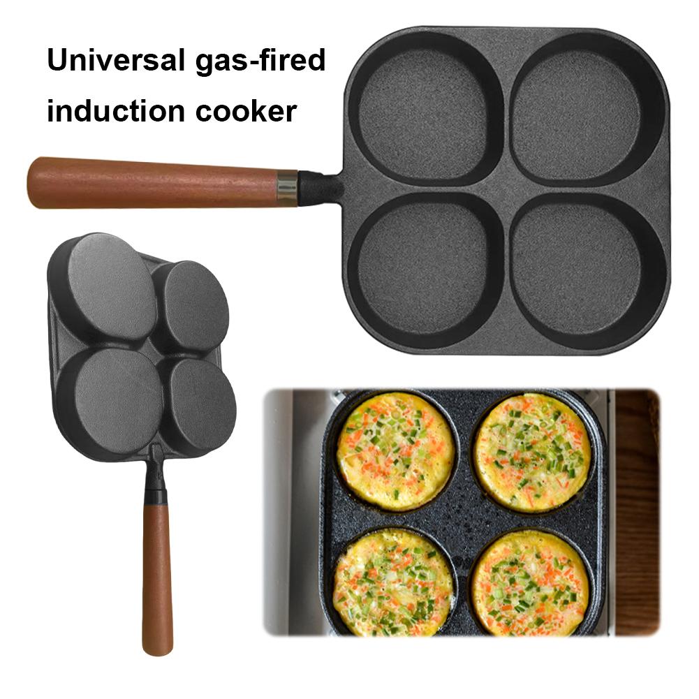 

4 Hole Omelet Pan Nonstick Frying Grill Pan for Burger Egg Pancake Versatile Breakfast Skillet for Gas/Induction Cooktop China Mainland