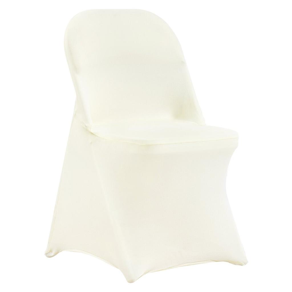 50PCS Ivory White Stretch Spandex Folding Chair Covers, Universal Fitted Chair Cover, Removable Washable Protective Slipcovers, for Wedding, Holiday,